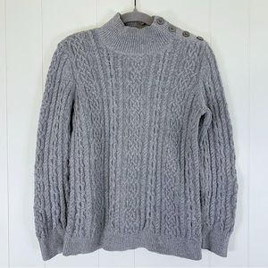 Talbots Grey Cable Knit Sweater L